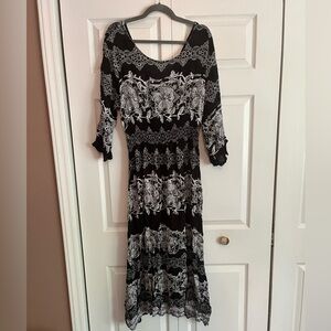 Raga Black and White Floral Long Dress, size XL